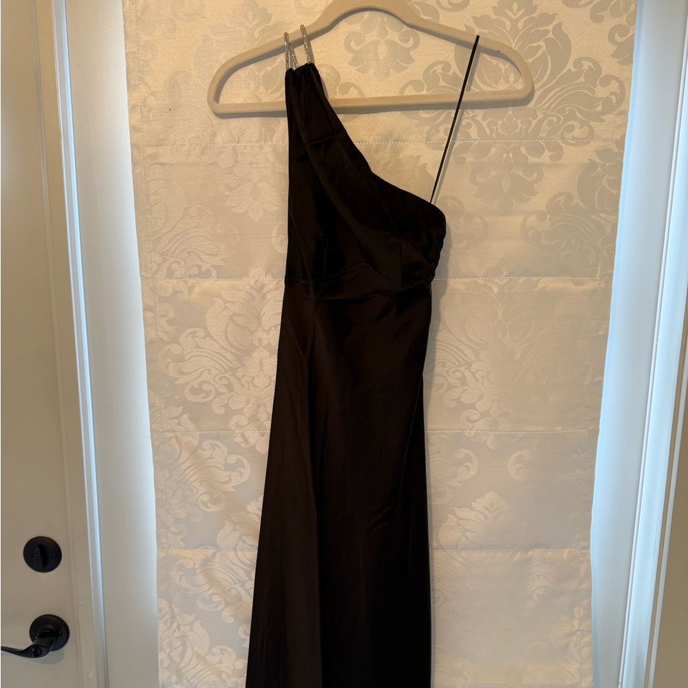 One shoulder, black and rhinestone formal dress NWT, XS